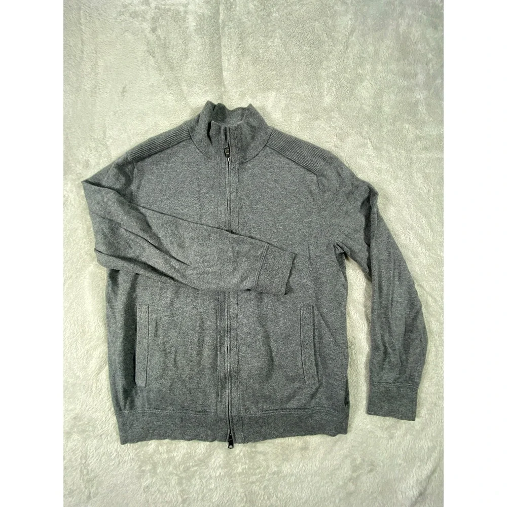 Banana‎ Republic Cardigan Sweater Mens M Gray Cotton Knit Full Zip Long Sleeve